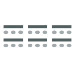 Three columns of tables with chairs behind each one.