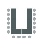 Tables arranged in a U shape formation