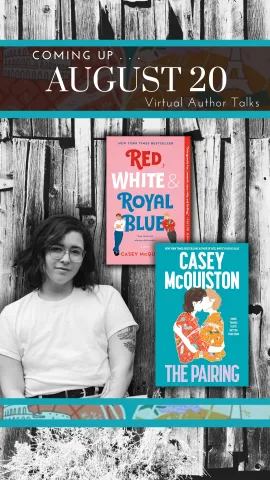 Photo of author McQuiston and book covers